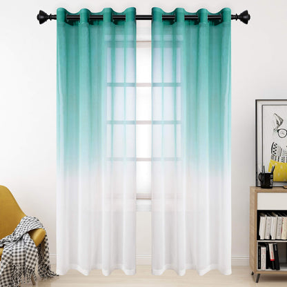INtex CURTAINS HOUSE ‎ Luxury Voile - Gradient colours - Steel Grommets - 1 Piece Teal 200W x 230L CM