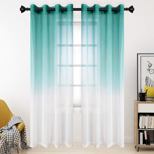 INtex CURTAINS HOUSE ‎ Luxury Voile - Gradient colours - Steel Grommets - 1 Piece Teal 200W x 230L CM