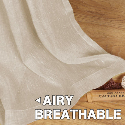 INtex Curtains Semi-Transparent Natural Linen Curtains with Elegant Sheer Fabric and Steel Grommets - 1 Piece 200W x 230L CM Dark gery