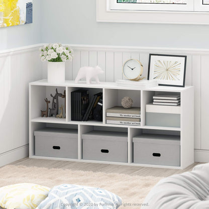 5-Tier Narrow Vertical Wall Unit, Tall Column Floating Storage Organizer and Utility Shelf for Bedroom or Living Room, Space-Saving Design in a White Laminate Finish