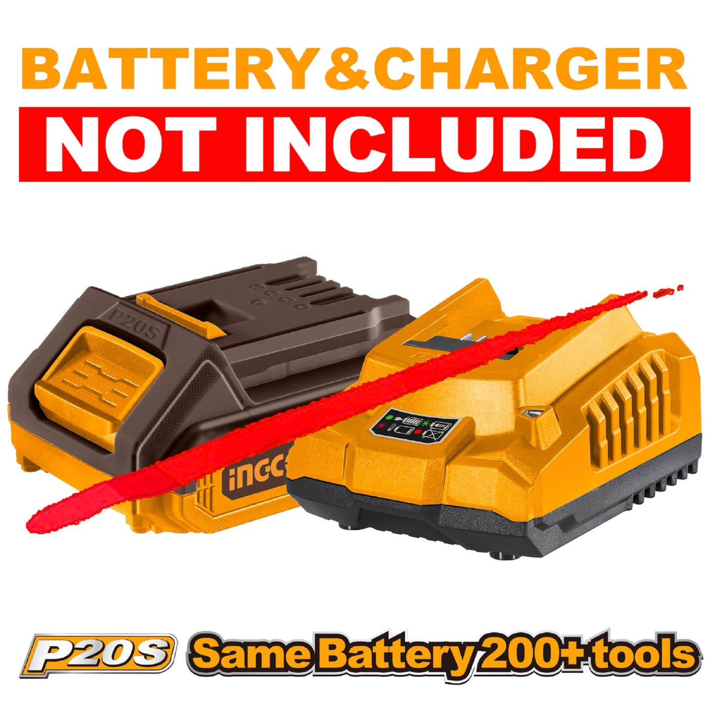 INGCO 20V Compact Impact Drill 66NM (Body Only), Brushless Motor, Variable Speed Control, 22+1+1 Torque Setting with LED Work Light CIDLI206681