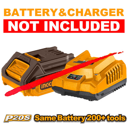 INGCO 20V Compact Impact Drill 66NM (Body Only), Brushless Motor, Variable Speed Control, 22+1+1 Torque Setting with LED Work Light CIDLI206681