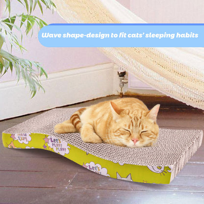 PrimePets Cat Scratchers Cardboard, S Shape Cat Scratch Pad, Cat Scratching, Corrugated Board Reversible with Catnip for Indoor Cats