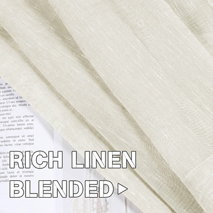 Semi-Transparent Natural Linen Curtains with Elegant Sheer Fabric and Steel Grommets - 1 Piece