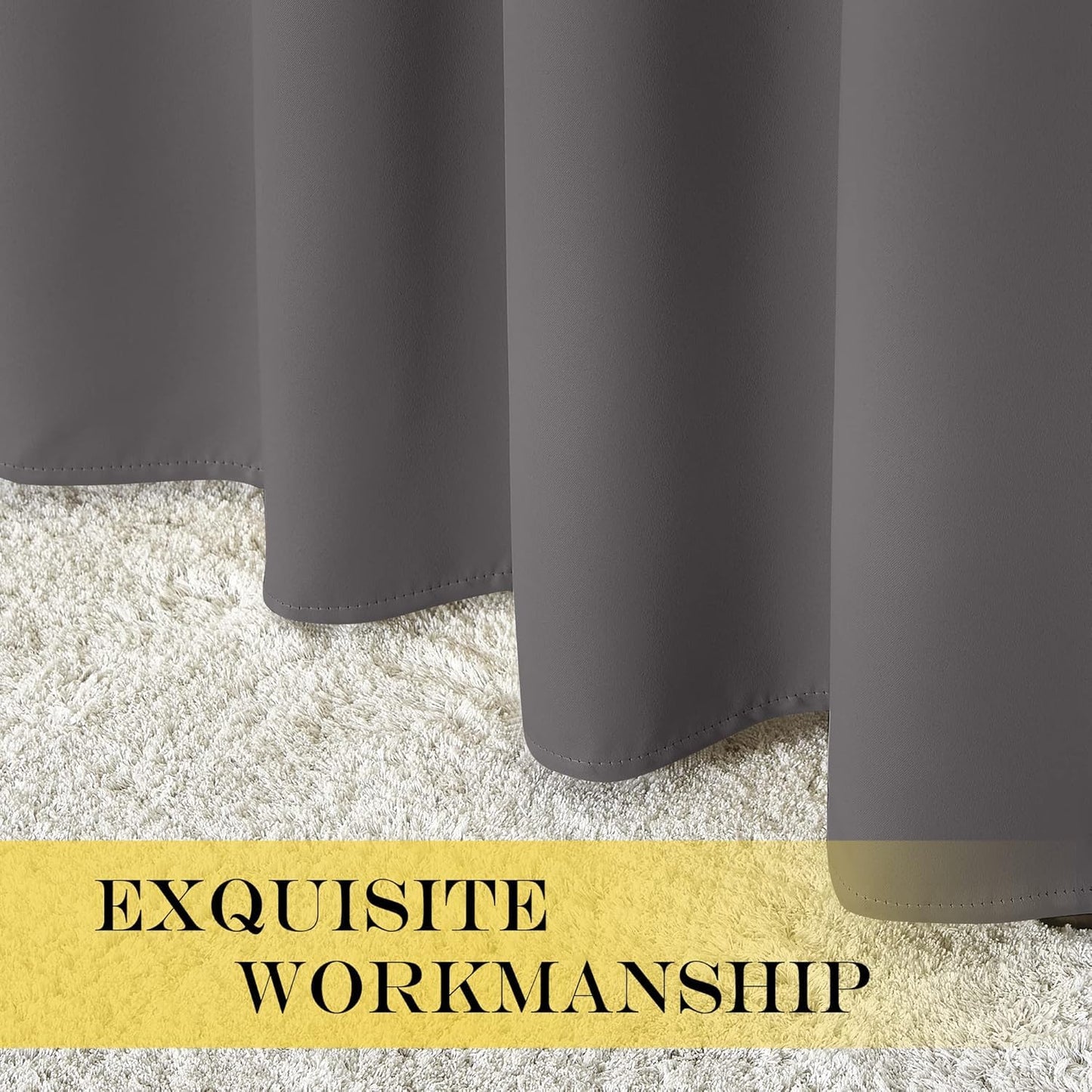 INtex CURTAINS HOUSE Blackout Curtains - Soft Peachy Texture Thermal Insulating Curtains-Silver Steel Grommets Blackout For Living Rooms And Bedrooms - Single Panel 135W X 230L CM Black