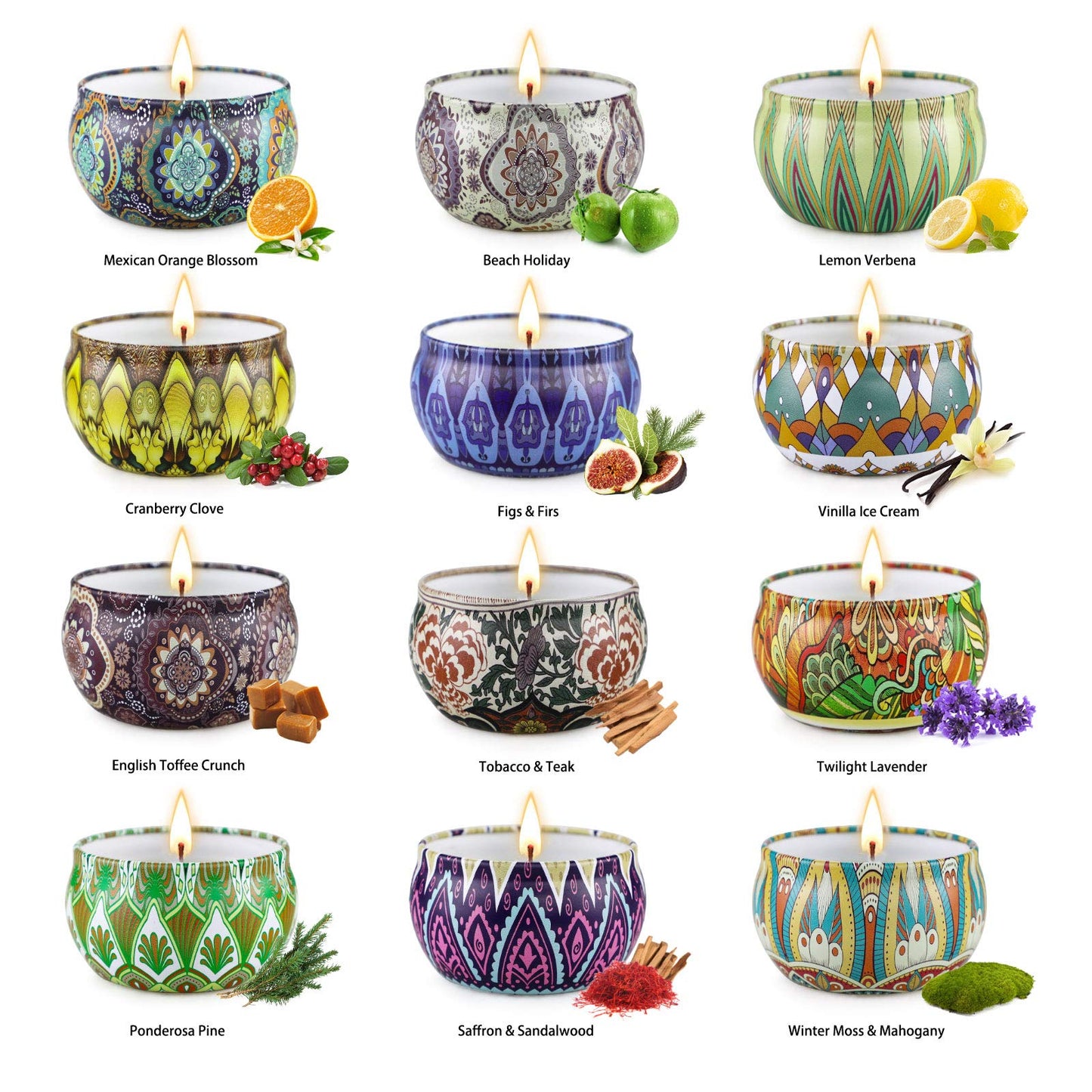 Christmas Scented Candles Gifts Set for Women,Aromatherapy Candles for Home Scented,12 Pack 2.5 oz Soy Wax Jar Candle Gifts for Mother,Valentines,Brithday ,Stress Relief