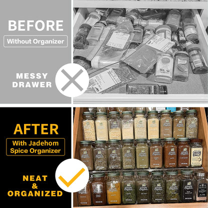 Jadehom 19 x 13 Inches Spice Drawer Organizer, 4 Tier Clear Acrylic Expandable In-Drawer Seasoning Jars Rack, Kitchen Drawer Spice Insert Tray for Cabinet/Countertop