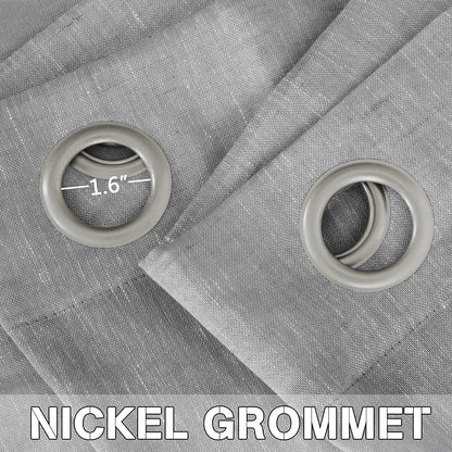 INtex Curtains Semi-Transparent Natural Linen Curtains with Elegant Sheer Fabric and Steel Grommets - 1 Piece 200W x 230L CM Dark gery