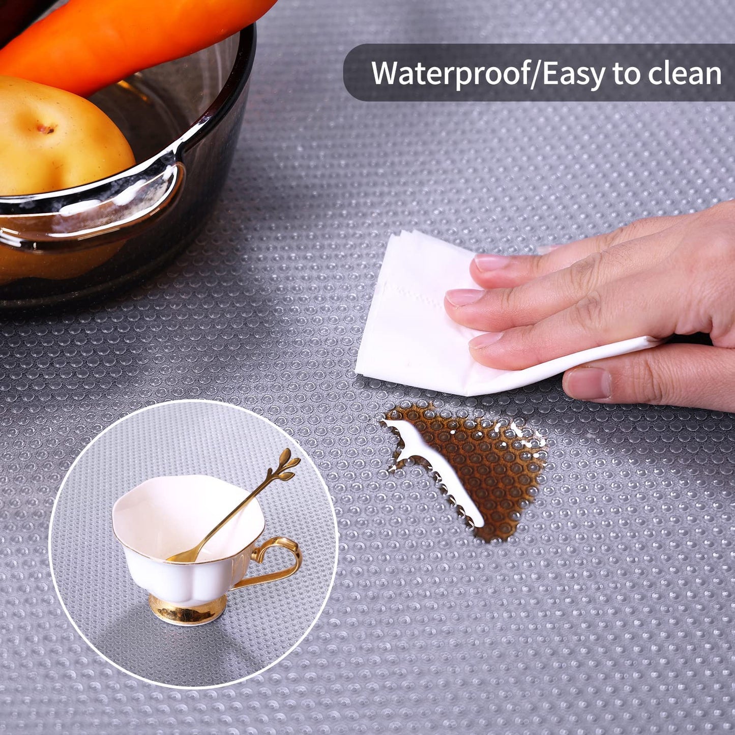 Shelf Liner Waterproof, Cabinet Liners - Easy to Cut Cupboard Liner for Under The Sink, Kitchen Drawer, Pantry, Shelves, Storage, Desks(20"x300" Wide,Clear)