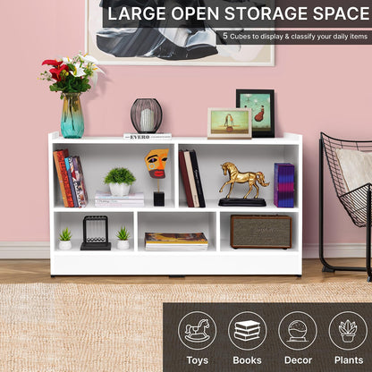 5-Compartment Engineered Wood Book Shelf, a DIY Slim Open Display Rack for Home Library or Office, L110 x H62.5 cm, in a versatile White finish