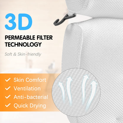 COALA HOLA Bath Pillow Bathtub Spa Pillow, Non-Slip 6 Large Suction Cups, Extra Thick Bath Pillow for Head, Neck, Back and Shoulder Support, Fits All Bathtub, Hot Tub-White