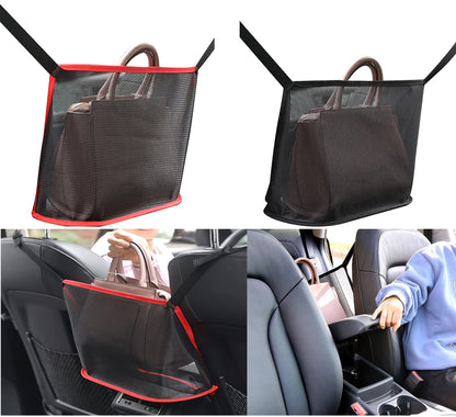 LotCow 2 Pcs Car Net Pocket Handbag Holder Organizer,Seat Back Organizer Bag,Hanging Car Seat Storage Bag,Durable Foldable Travel Storage,Replaceable Car Seat Back Bag,Barrier of Backseat Pet Kids
