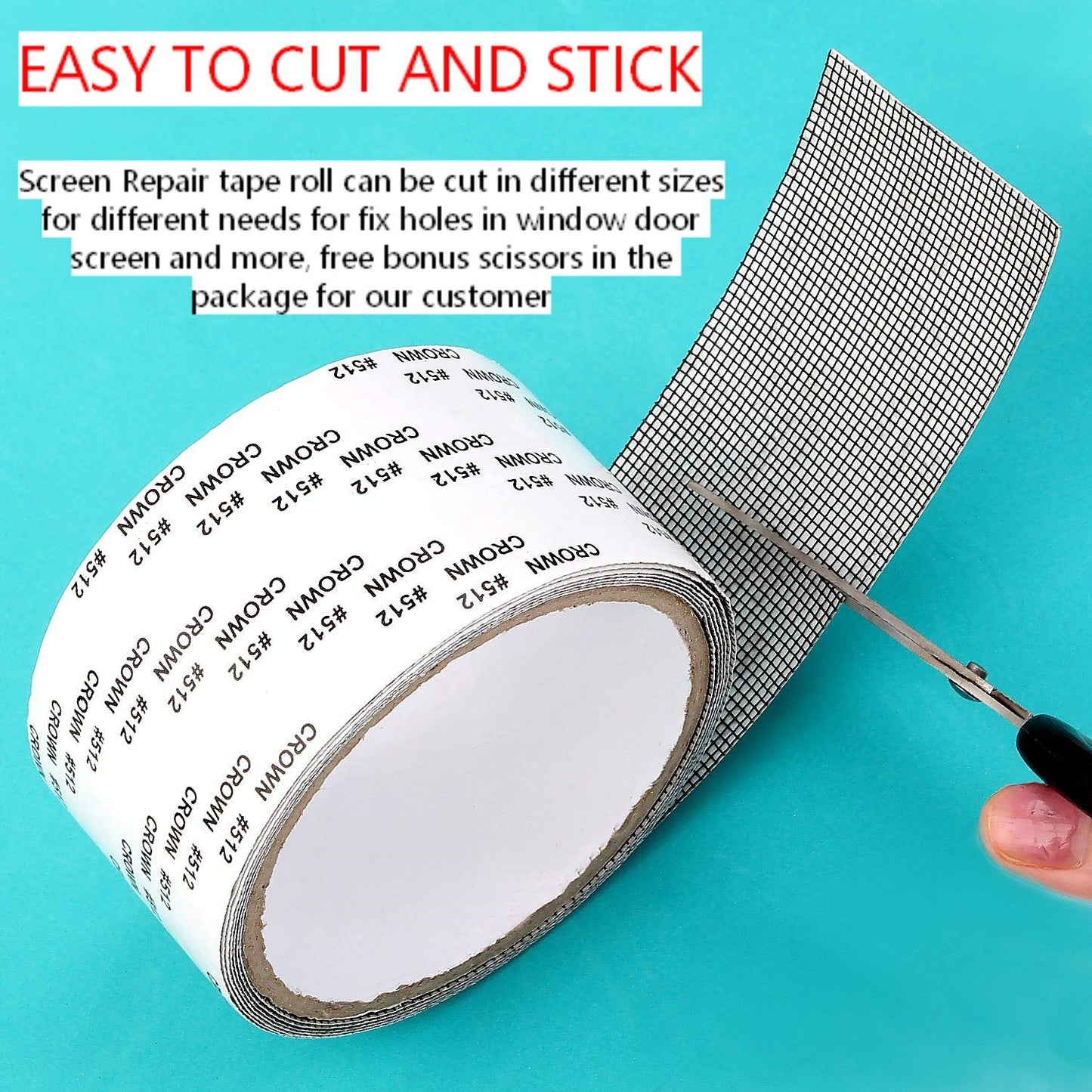 4 PCS Window Screen Repair Kit Tape, 2x79'' Strong Adhesive & Waterproof Fiberglass Covering Mesh Tape for Covering Window Door Tears Holes Screen Patch Repair Kit (Black)