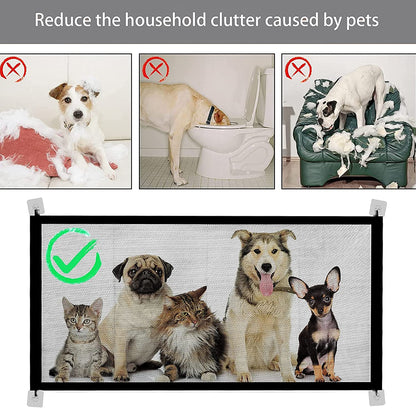 Magic Gate for Dogs, Retractable Stair Gate Baby Gate, Pet Safety Gate Pet Isolation Net Large Wide Retractable Pet Gate for Separating Baby and Pets Easy Install Anywhere (110CM)