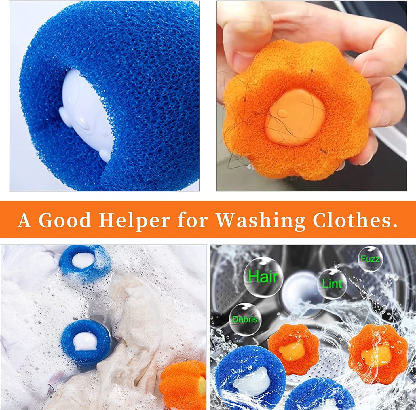 DMG TECH 20 PCS Pet Hair Removal Cleaning Balls, Pet Hair Remover, Clothes Anti-Winding Adsorption Hair Removal Cleaning Ball, Pet Hair Remover for Laundry, Reusable Lint Balls for Washing Machine