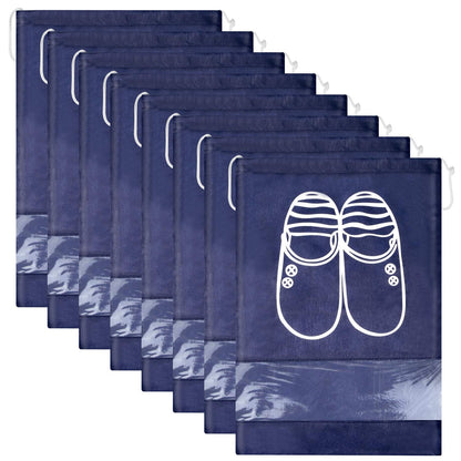 Yosemy 12 Waterproof Shoe Bag, Dustproof Shoe Bag, Travel Shoe Bag, Dark Blue Fabric Bag with Drawstring, Travel Storage Bag, Organiser for Travel at Home