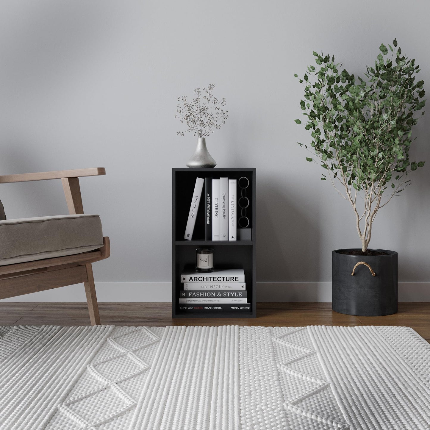 4 Cube Organizer, Versatile Storage Bookcase and Shelf Unit in White, Stackable and Modular Design for Closet, Office, or Living Room, Modern and Simple Organizer