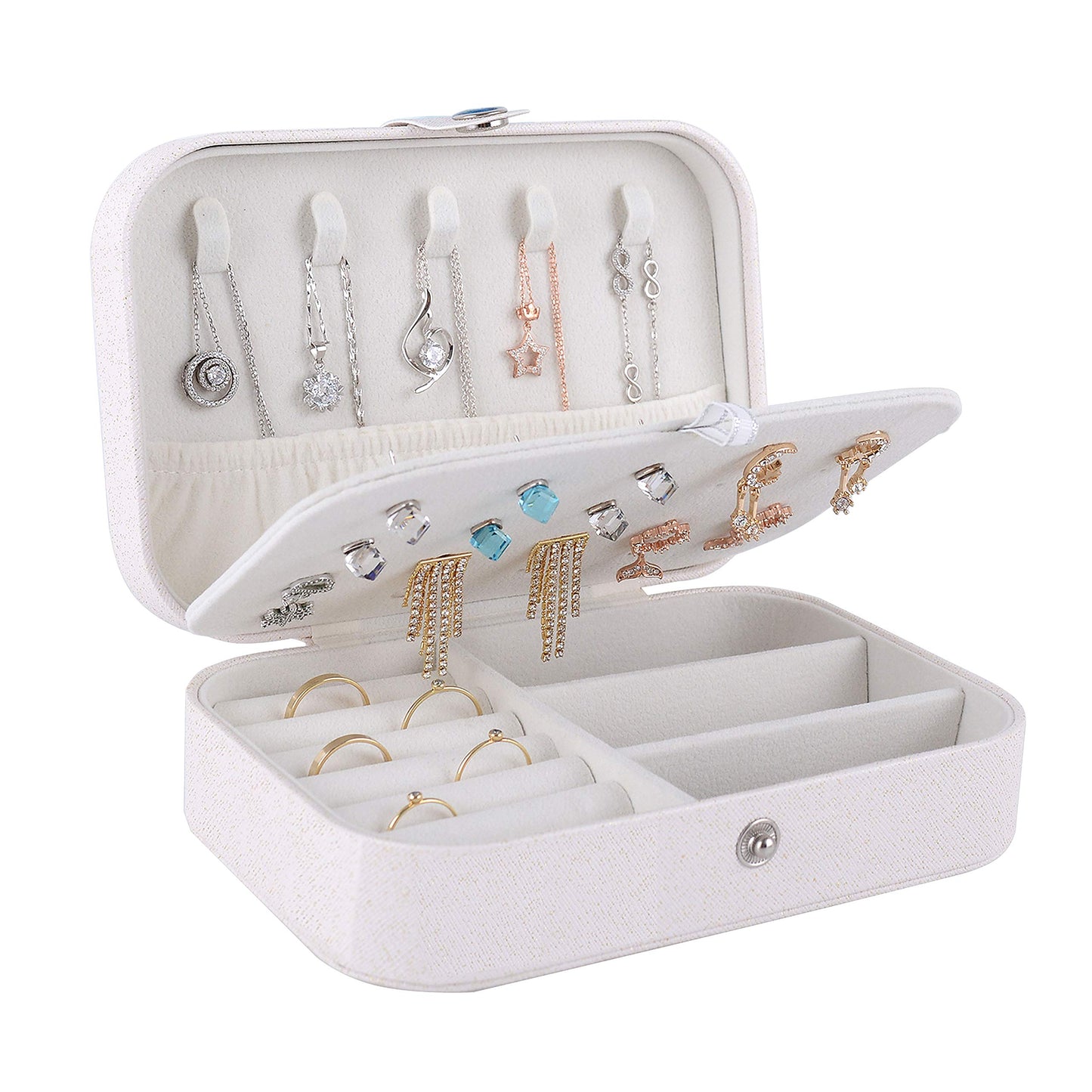 Jewelry Box Necklace Ring Storage Organizer Earrings Holder Jewelry Case Portable Travel Jewelry Cabinet Gift Case for Women Double Layer Pink 503002 (Just Case)