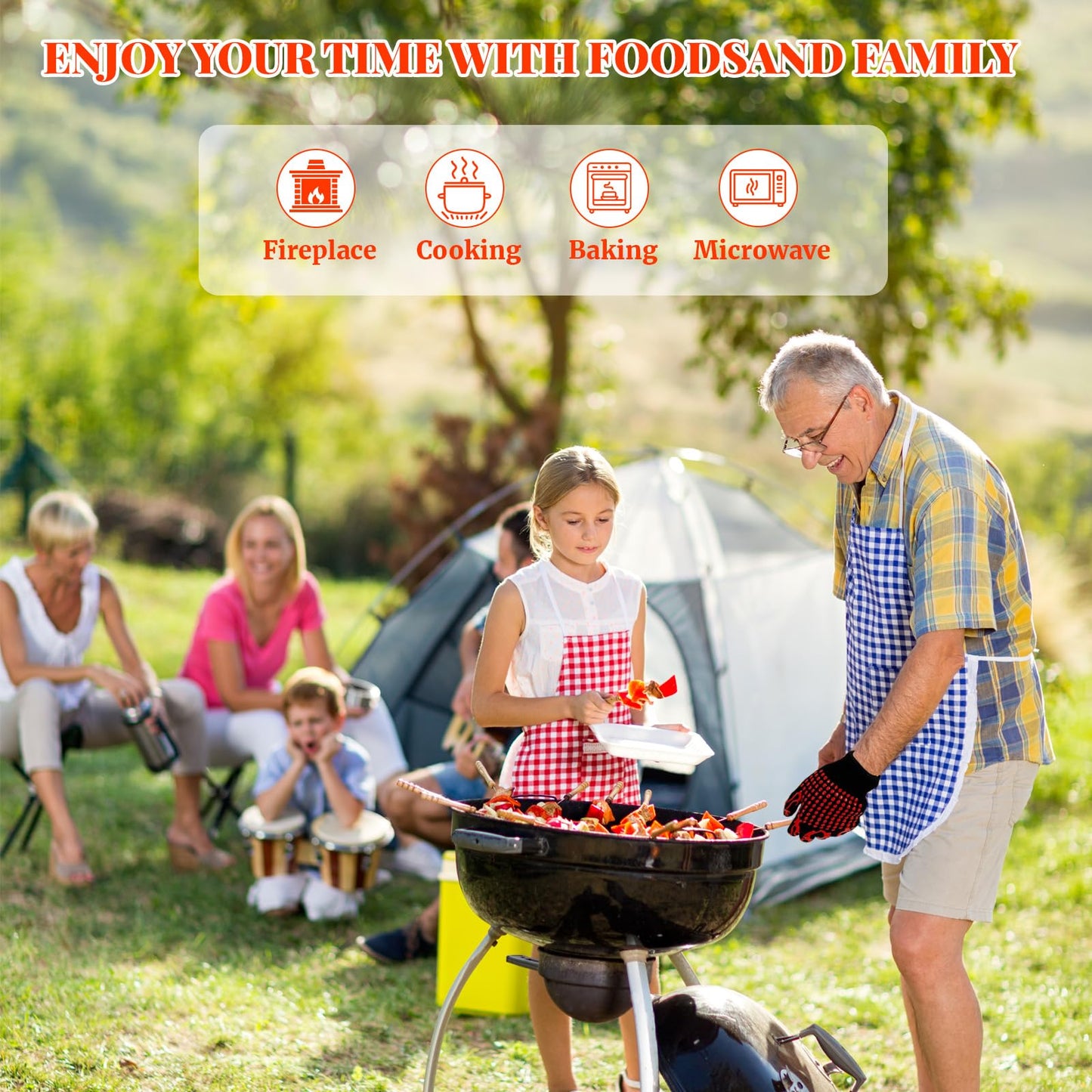 BBQ Grill Gloves for BBQ Accessories, 1472°F Heat Resistant Gloves with Silicone Palm Pads, Non-Slip Grilling Griddle Gloves for Smoker Grill Gloves Oven Mitts for Barbecue Cooking Baking Cutting