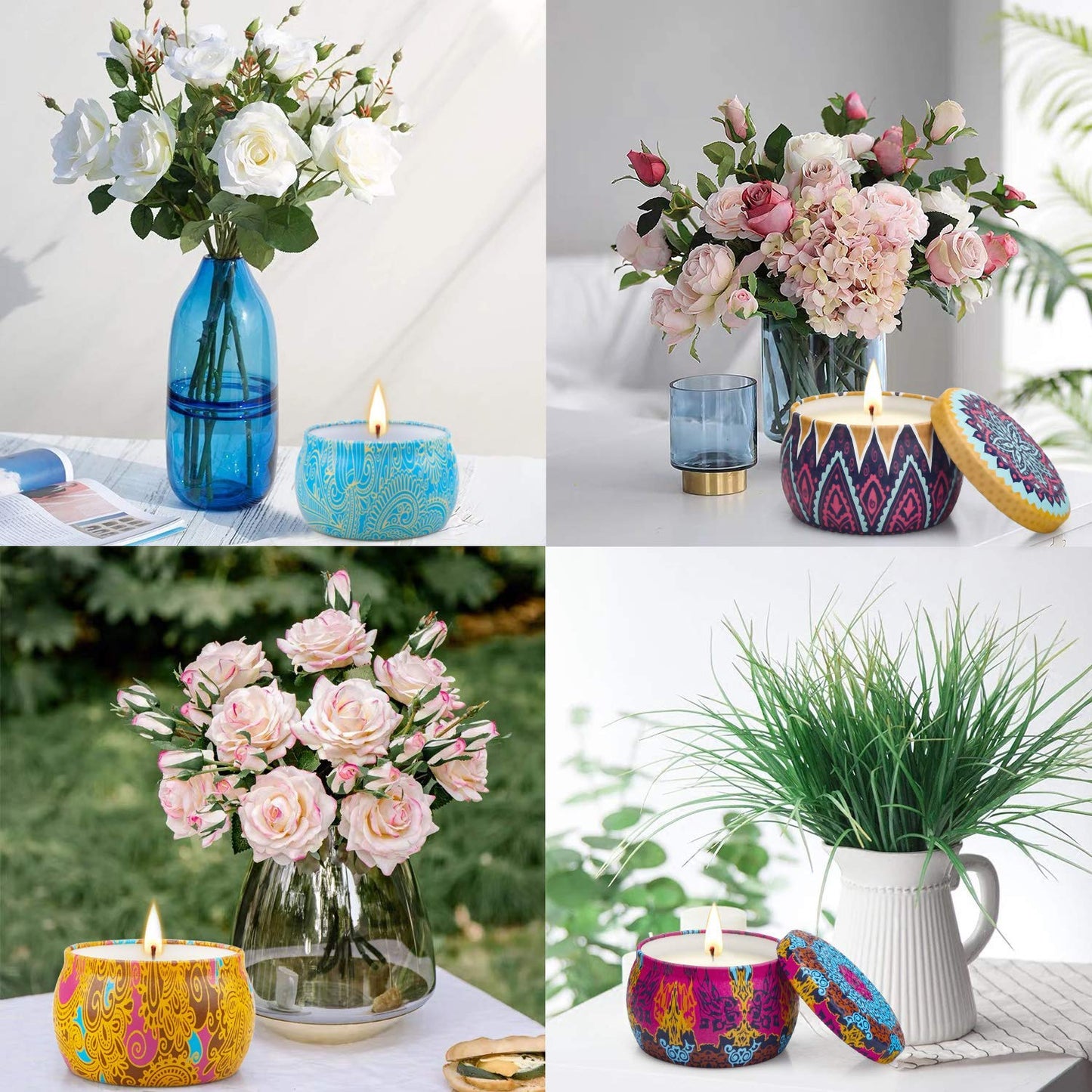 Fegishilly Scented Candles Gift Set, 4 Pack Aromatherapy Candle, Stress Relief Gifts for Women,120H Burning, Candles for Home Scented, Ideal for Birthday, Thanksgiving, Mother's Day