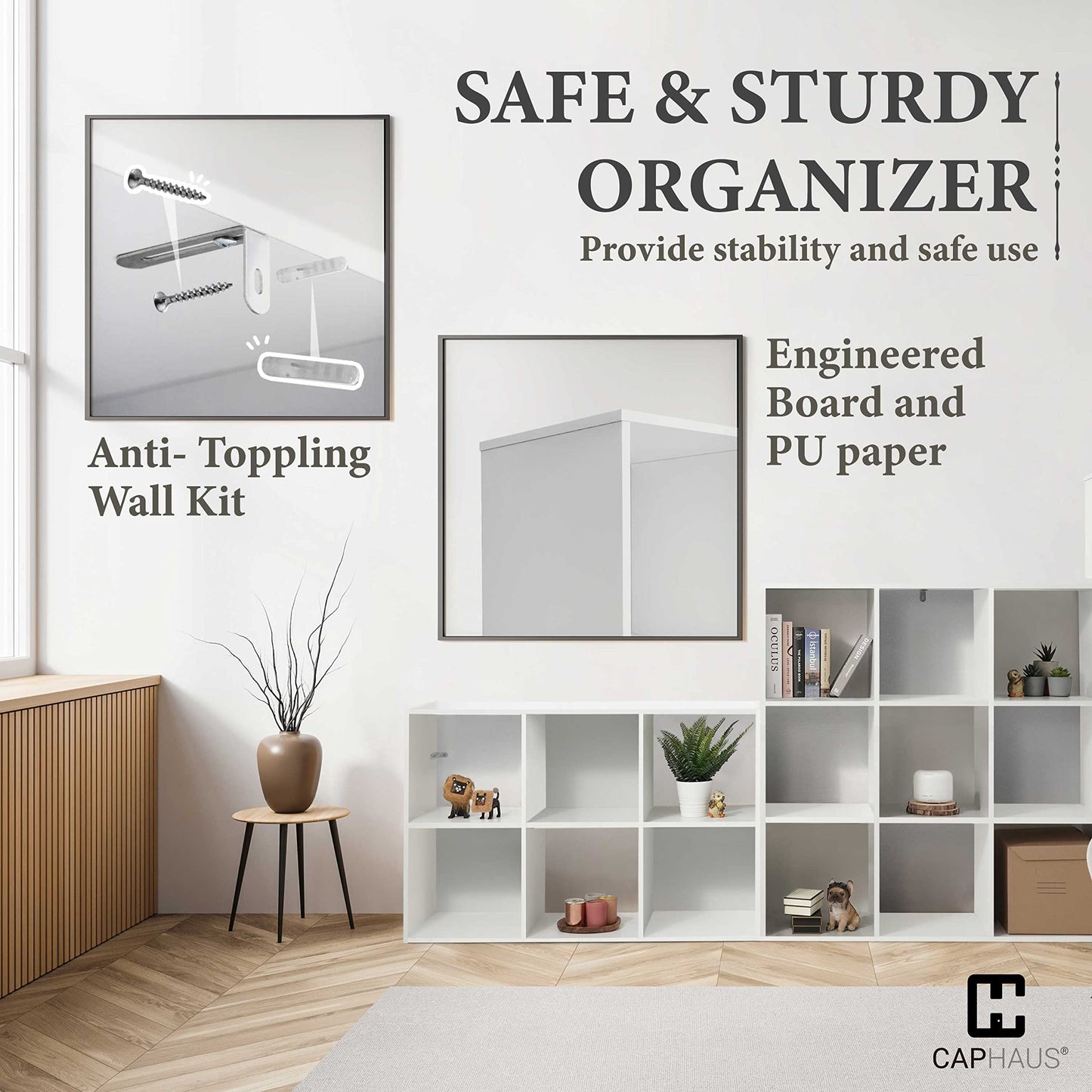 Cube Storage Organizer Shelf, Bookcase with Back Panels and Exterior Edge, Versatile Room Divider, Multi-Cube Options, Modern and Sturdy Shelving (Rustic Grey Oak)