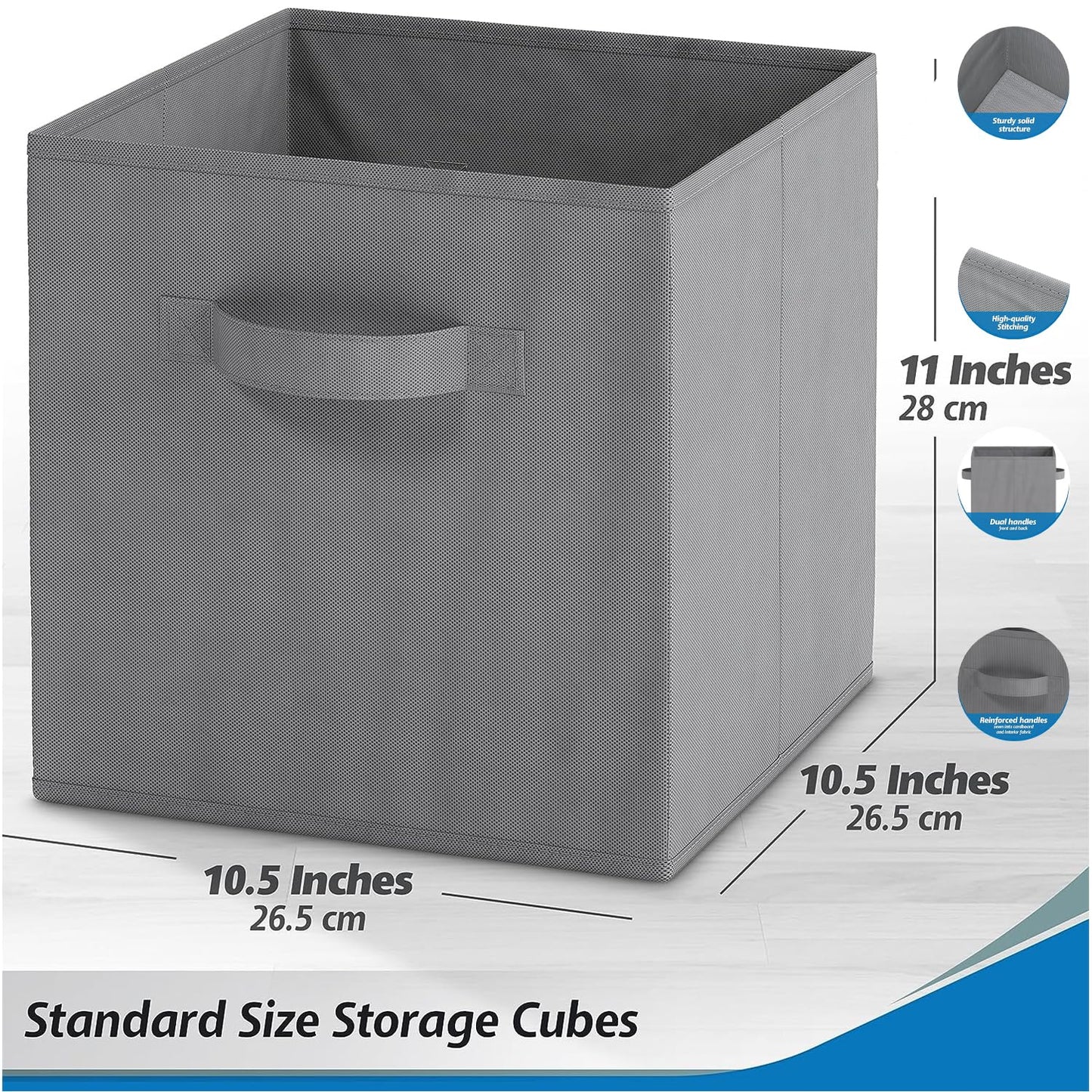 EOGILY Collapsible Fabric Storage Cubes Organizer, Set of 6 Home Foldable Collapsible Storage Box, Fabric Cubby Organizer Baskets with Dual Handles, Cube Storage Bins for Shelf, Home and Office