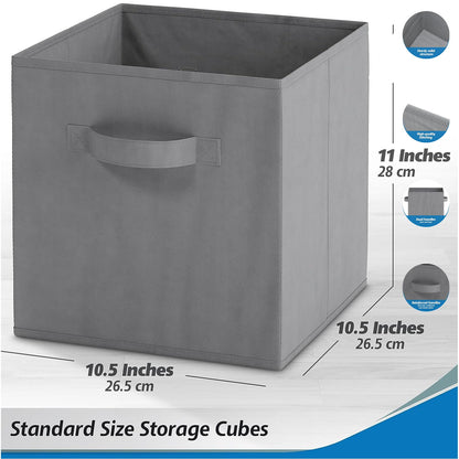 EOGILY Collapsible Fabric Storage Cubes Organizer, Set of 6 Home Foldable Collapsible Storage Box, Fabric Cubby Organizer Baskets with Dual Handles, Cube Storage Bins for Shelf, Home and Office