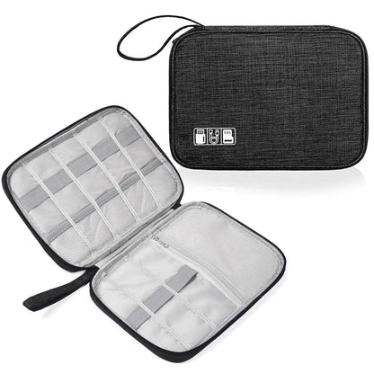 YHQZ 1 Pcs Universal Carry Travel Gadget Bag,Travel Cable OrganiserBag and Cables OrganiserBag,Electronics Accessories Organizer Bag for Chargers,Cables,USB Drive,SD Card,Power Bank,Disk(Black), Black