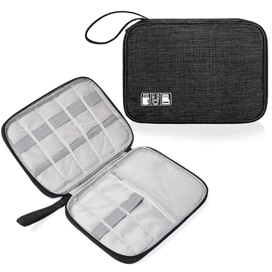 YHQZ 1 Pcs Universal Carry Travel Gadget Bag,Travel Cable OrganiserBag and Cables OrganiserBag,Electronics Accessories Organizer Bag for Chargers,Cables,USB Drive,SD Card,Power Bank,Disk(Black), Black