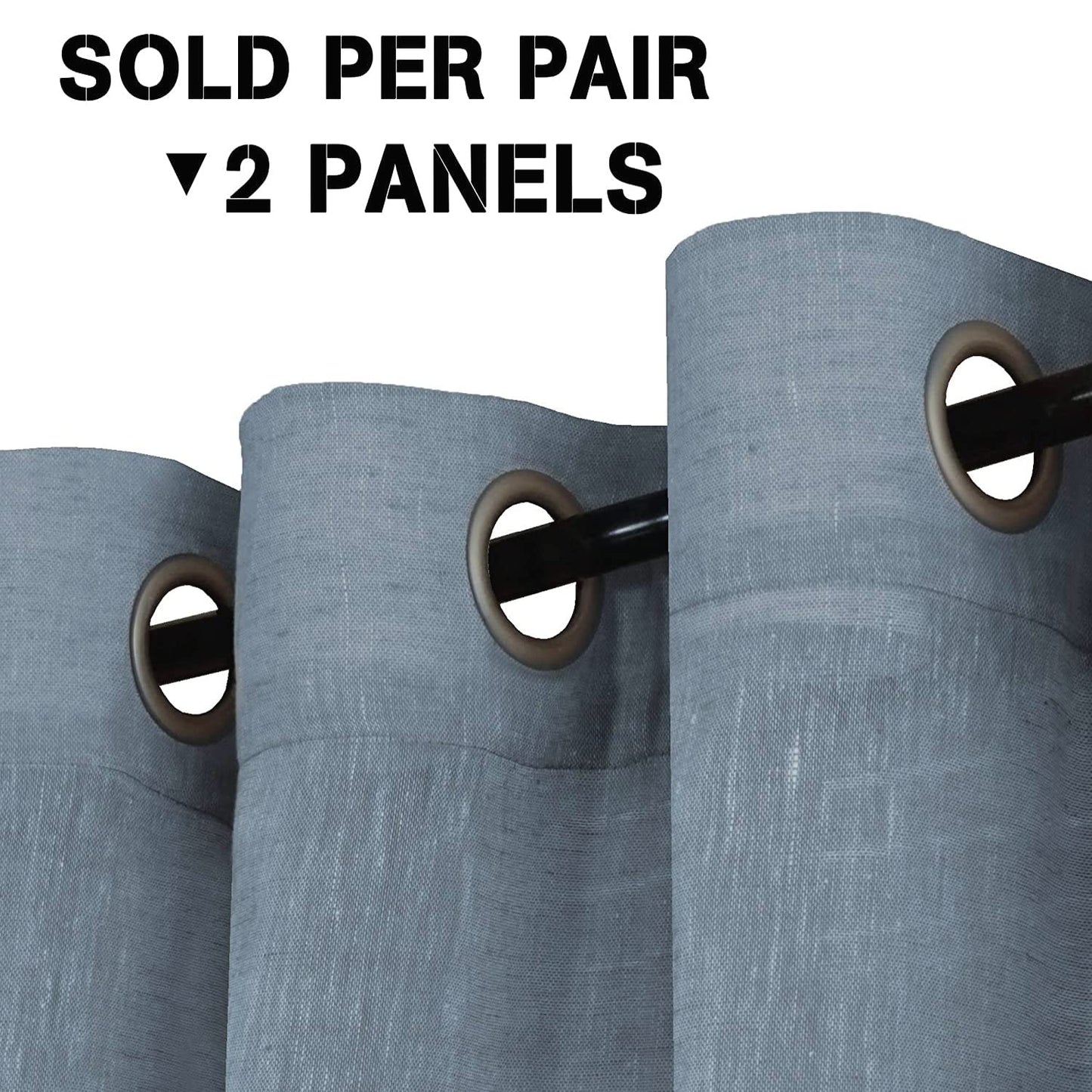 INtex Curtains Semi-Transparent Natural Linen Curtains with Elegant Sheer Fabric and Steel Grommets - 1 Piece 200W x 230L CM Dark gery