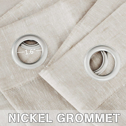 Semi-Transparent Natural Linen Curtains with Elegant Sheer Fabric and Steel Grommets - 1 Piece
