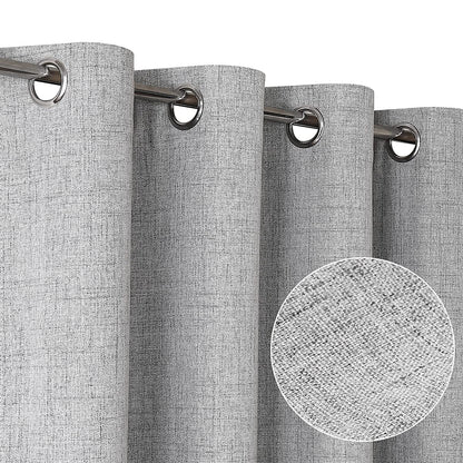 Linen Blackout curtains - 100% Blackout - sun zero - Fully Darkness for Room - thermal insulated fabric - silver steel Grommets - 1 Piece