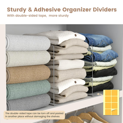 Clear Acrylic Shelf Dividers for Closet Organization 8 Pack, Heavy-Duty, Adjustable Separators for Clothing, Purses & Linens, for Bedroom & Wardrobe