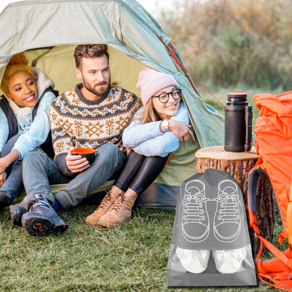 Ynaize 10PCS Travel Shoe Bags with Rope Large Shoes Storage Organizers Pouch for Men and Women Clear Drawstring Bags, Grey, Stylish Pattern