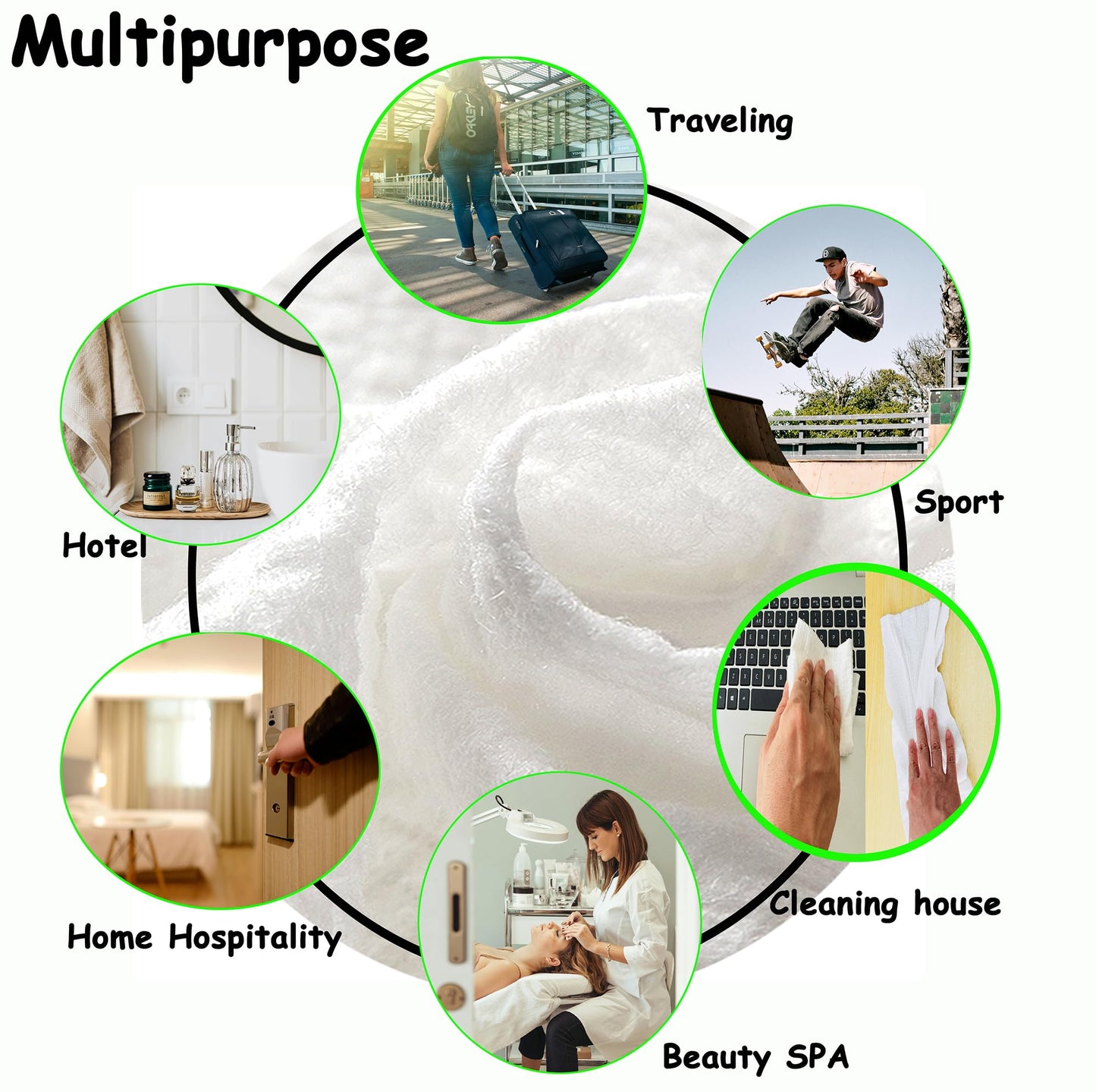 YARCHONN 14pcs Compressed Face Towel Tablets, Hand Wipes Extra Large and Thick Portable Compact Disposable Cotton Travel Towel Tissues Handy for Outdoor Hiking Camping Traveling, Home Wipes, White