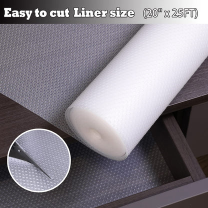 Shelf Liner Waterproof, Cabinet Liners - Easy to Cut Cupboard Liner for Under The Sink, Kitchen Drawer, Pantry, Shelves, Storage, Desks(20"x300" Wide,Clear)