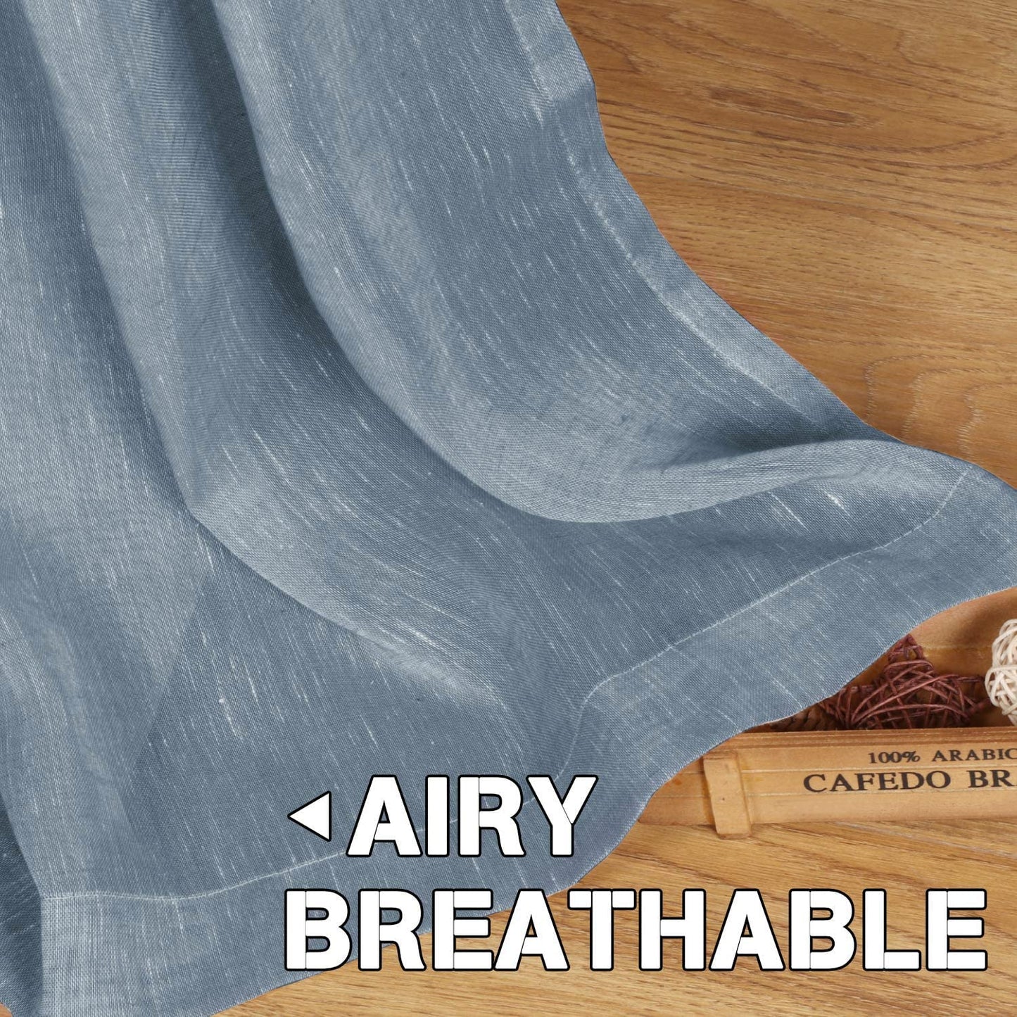 INtex Curtains Semi-Transparent Natural Linen Curtains with Elegant Sheer Fabric and Steel Grommets - 1 Piece 200W x 230L CM Dark gery