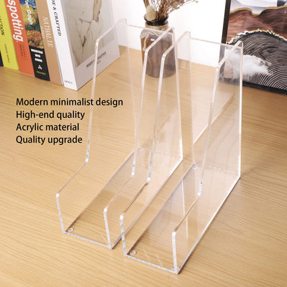 Clear Acrylic Single-Slot File and Magazine Holder, Set of 2, Independent Vertical Desk Organizers for Letter-Size Papers, Modern and Sturdy Solution for Home and Office