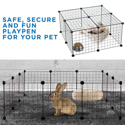 Work-It! Pet Playpen, Foldable Metal Exercise Pen | Small Animal Cage Indoor/Outdoor Metal Wire Fence for Rabbits, Guinea Pigs, Small Animals | Portable Kennel Crate Fence with Configurable 12 Panels