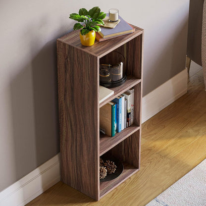 3-Tier Modern Cube Bookcase and Storage Unit, Versatile Display Shelf in a Rich Walnut Color, Perfect Freestanding Furniture for the Living Room, Office, or Bedroom