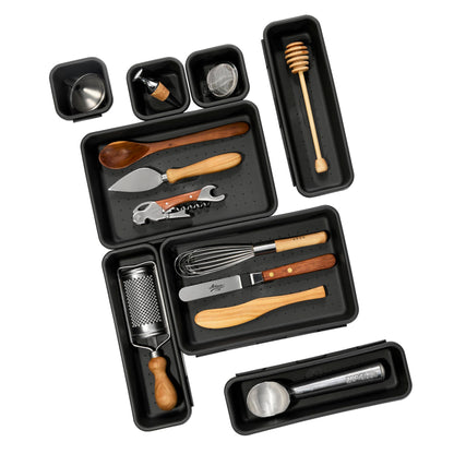 madesmart 8-Piece Interlocking Bin Pack-CARBON COLLECTION Customizable Multi-Purpose Storage, Durable, Easy to Clean & BPA-Free