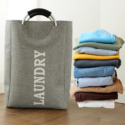 Qiccijoo 44L Large Laundry Basket,2Pack Collapsible Oxford Fabric Laundry Hamper with Handles,Waterproof Washing Bin Portable Dirty Clothes Basket for College Dorm, Family,Laundry Room(Grey)