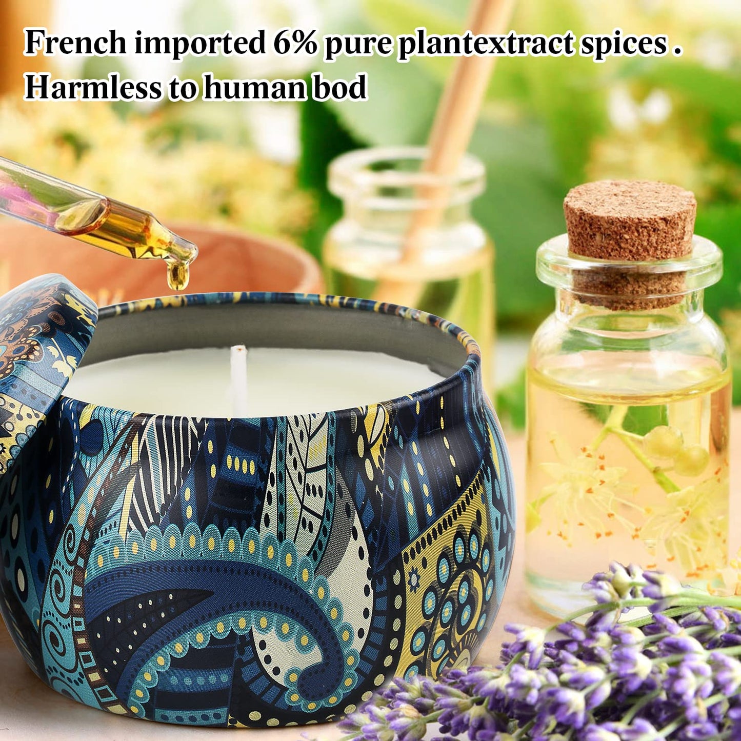 Tobeape® Scented Candles Gift Set, 4 Cans Natural Soy Wax 4.4 oz Portable Tin Candles Women Gift with Stress Relief and Aromatherapy for Holiday Gifts, Bathing, Home Decoration