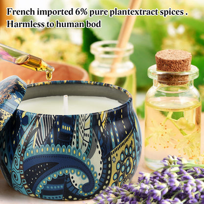 Tobeape® Scented Candles Gift Set, 4 Cans Natural Soy Wax 4.4 oz Portable Tin Candles Women Gift with Stress Relief and Aromatherapy for Holiday Gifts, Bathing, Home Decoration