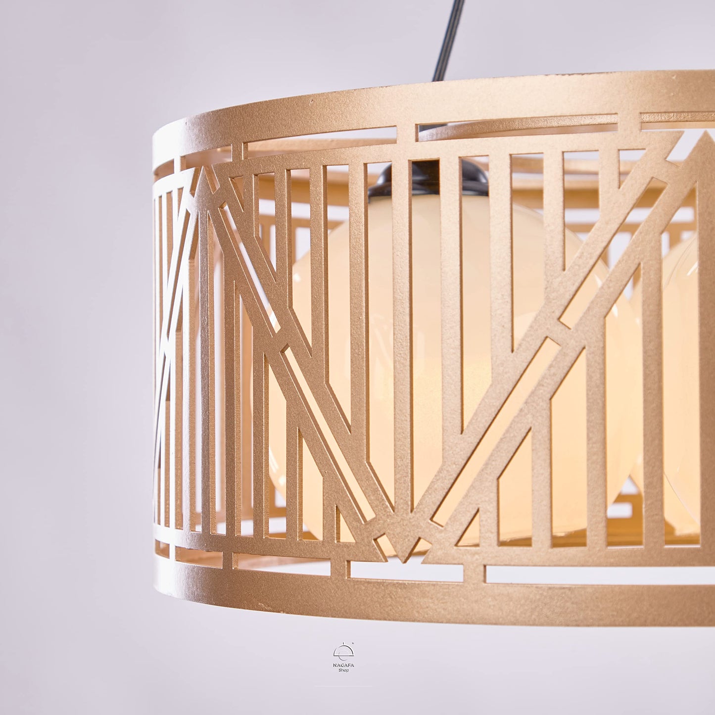 Nagafa Shop, Modern Champagne Chandelier 3 Lamb Wood Triangle