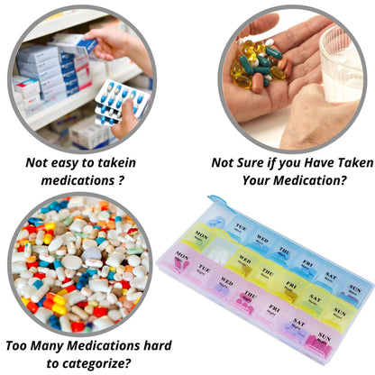 Weekly Medicine Box Organizer, 21 Slots, 3 Rows, 7-Day Pill Storage Case, Portable Tablet Holder for Travel, Daily Pill Organizer with Secure Lid, Compact Design