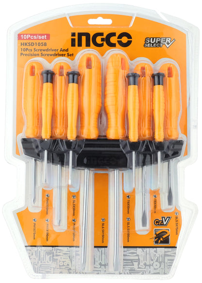 Ingco Engco 10 Piece Plastic Hand Screwdriver Set HKSD1058