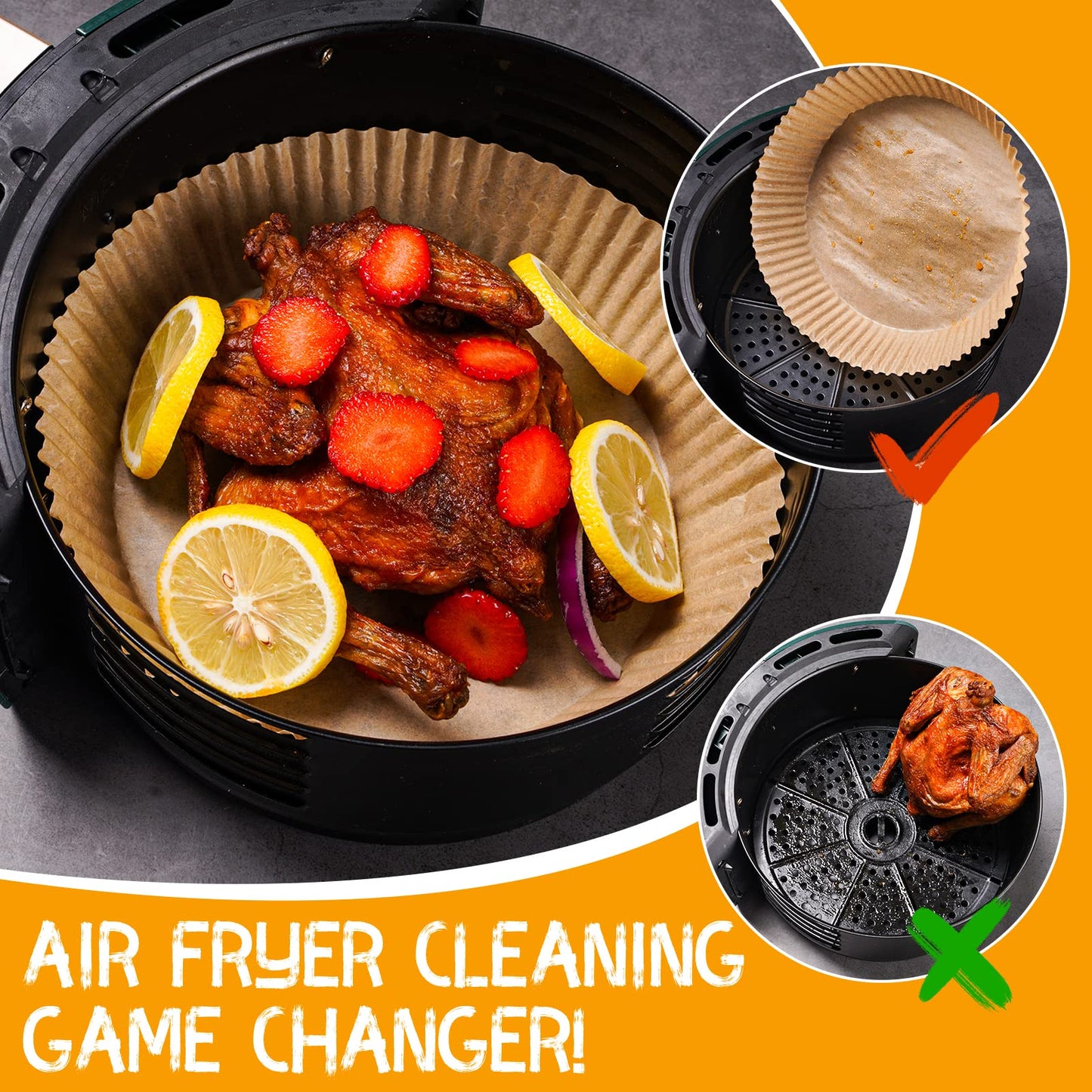 100 PCS Large Air Fryer Disposable Paper Liner, Non-stick Air Fryer Liners, Oil-Proof Air Fryer Parchment Paper, Food Grade Round Baking Paper For Frying Baking Roasting Microwave, 100PCS, 8 Inch.