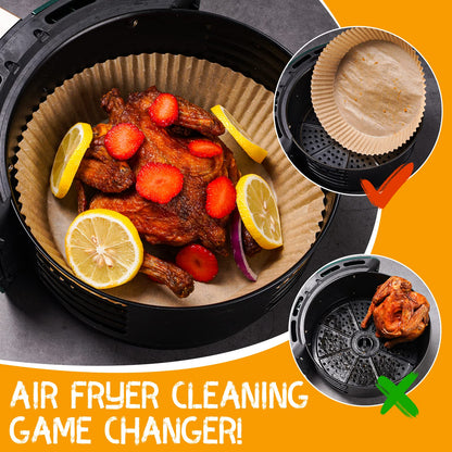 100 PCS Large Air Fryer Disposable Paper Liner, Non-stick Air Fryer Liners, Oil-Proof Air Fryer Parchment Paper, Food Grade Round Baking Paper For Frying Baking Roasting Microwave, 100PCS, 8 Inch.