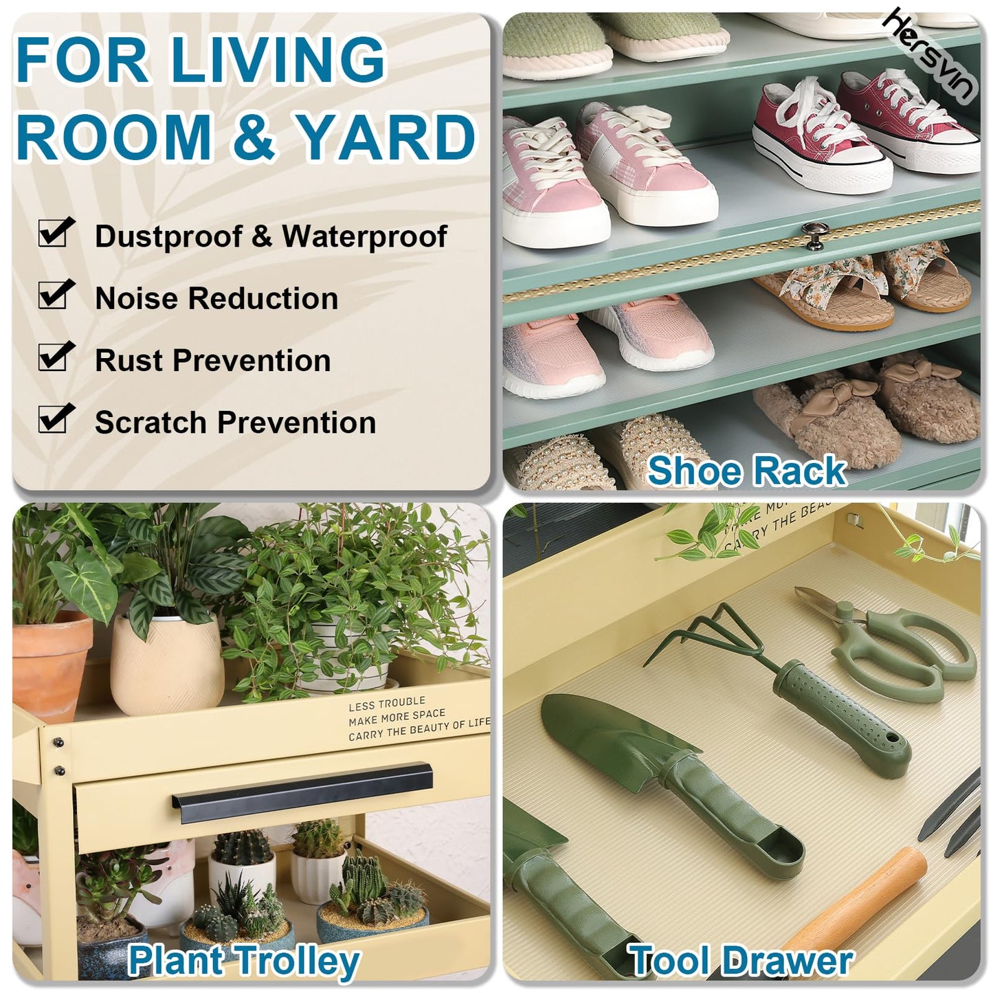 Hersvin Drawer Liners, 40cmx450cm Kitchen Shelf Liners Non-Adhesive Cabinet Mats Cupboard Protector EVA Plastic Lining Waterproof Washable Wipeable Anti-Slip Mats (Transparent Stripe)